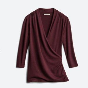 41 HAWTHORN Henri Surplice Wrap Ruched Knit Top L Stich Fix